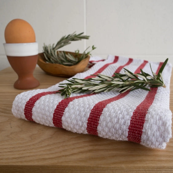 Basketweave Red Dishtowel