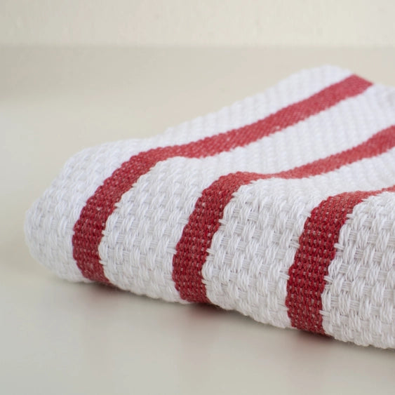 Basketweave Red Dishtowel