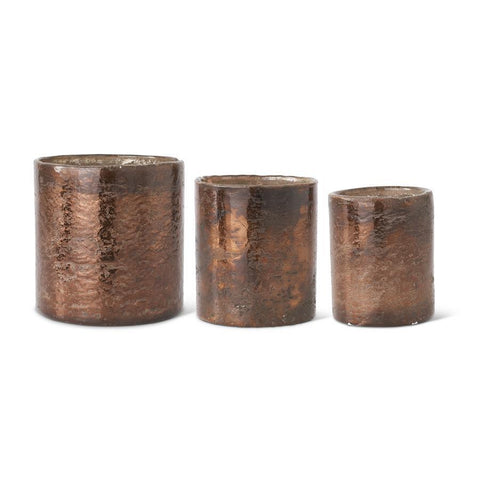 Antique Bronze Matte Glass Cylinders