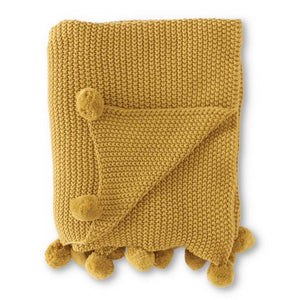 Yellow Moss Stitch Knit Throw