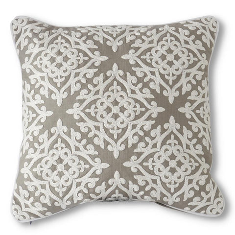 Filigree Applique Pillow Gray