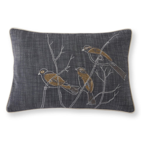 Embroidered Birds Pillow