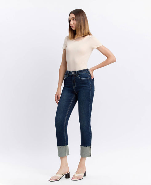 Lovervet High Rise Cuffed Crop Slim Straight Jean