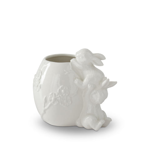 Embossed Egg Vase- 2 Bunnies