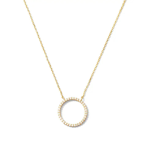 Open Pave Circle Pendant Gold