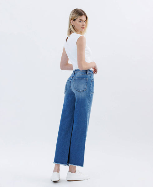 Lovervet High Rise Raw Hem Wide Leg Jeans