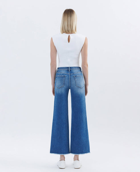 Lovervet High Rise Raw Hem Wide Leg Jeans