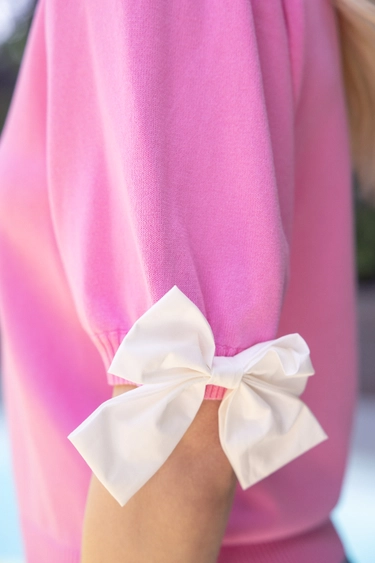 Cosette Bow Sleeve Top Pink