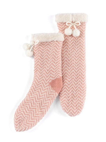 Yancy Knit Slipper Socks, Blush