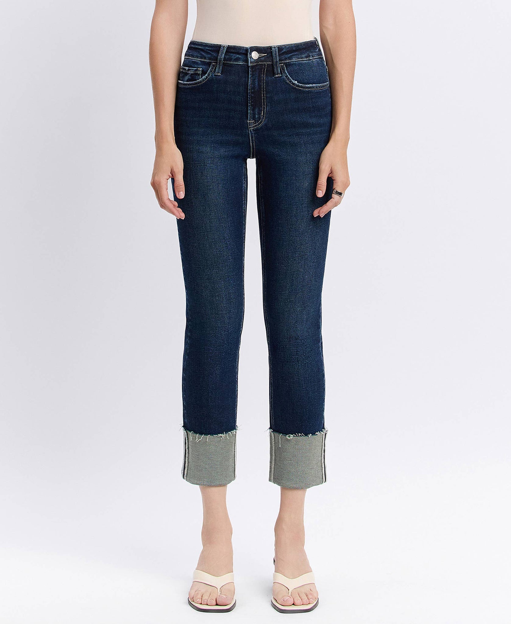 Lovervet High Rise Cuffed Crop Slim Straight Jean