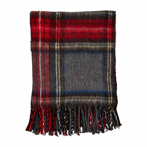 Gray Tartan Fringe Throw