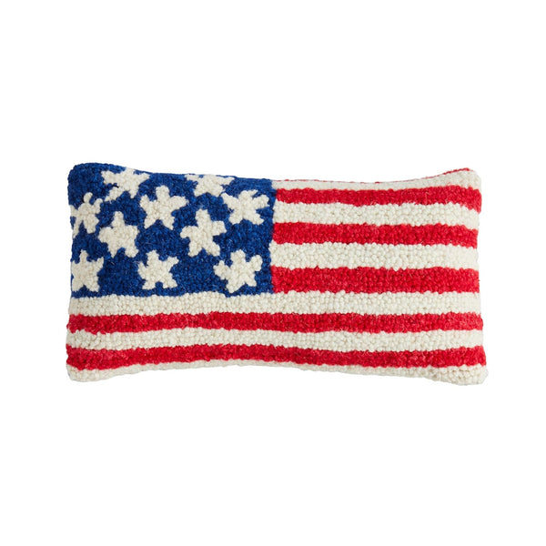 Flag Hooked Wool Pillow