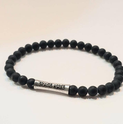 Black Agate Erase Hate Bracelet