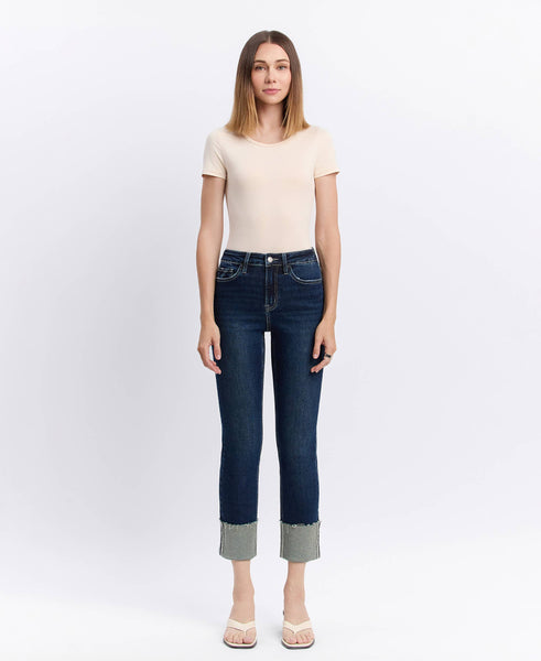 Lovervet High Rise Cuffed Crop Slim Straight Jean