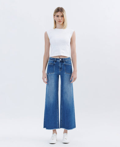 Lovervet High Rise Raw Hem Wide Leg Jeans