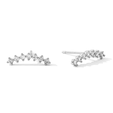 Glitz Crawler Stud Earrings Silver