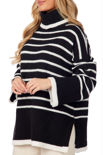 Dunn Striped Sweater Black