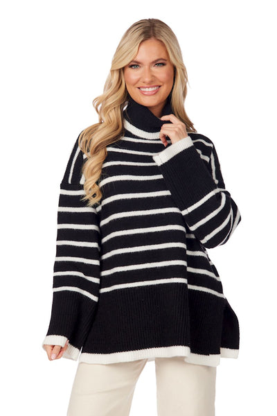 Dunn Striped Sweater Black