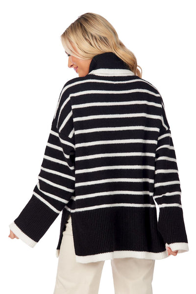 Dunn Striped Sweater Black