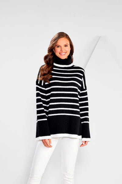 Dunn Striped Sweater Black