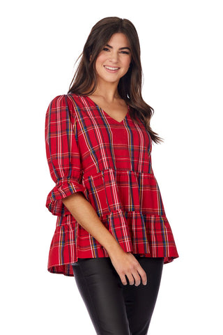 Ashford Plaid Top Red