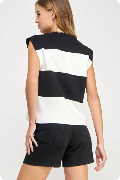 Stripe Block Top Black & White