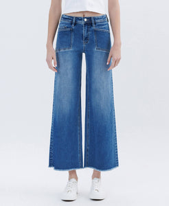 Lovervet High Rise Raw Hem Wide Leg Jeans