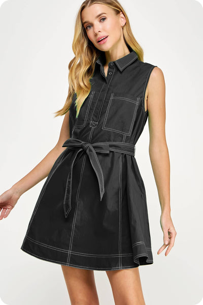 Mini Shirt Dress Black