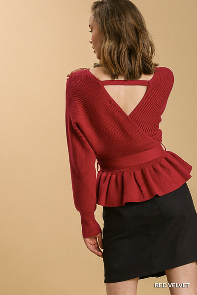 Annabelle Wrap Sweater Red