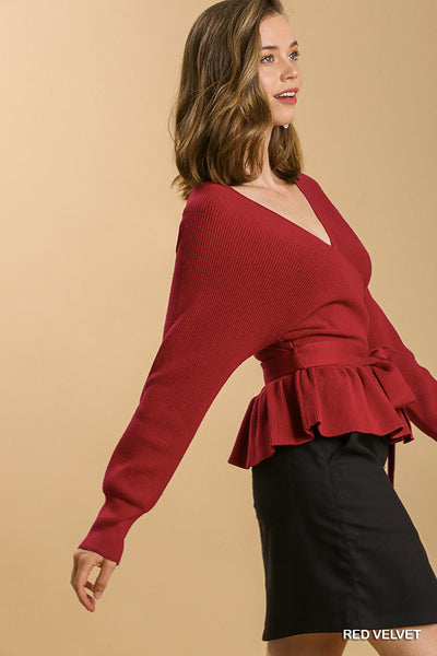 Annabelle Wrap Sweater Red