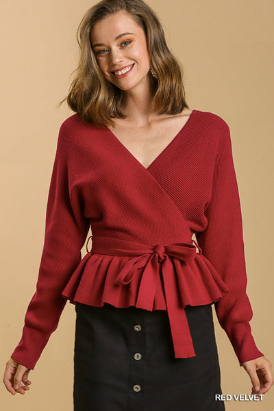 Annabelle Wrap Sweater Red