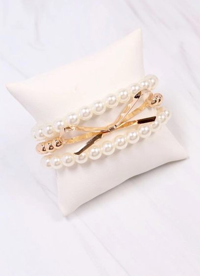 Tonks Pearl Bow Bracelet Set Pearl