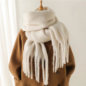 Winter Warm Tassel Scarf Beige