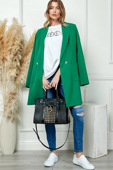 Mid Length Casual Jacket Green