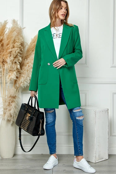 Mid Length Casual Jacket Green