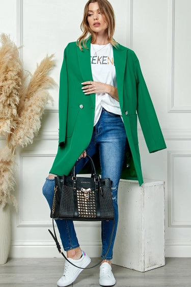 Mid Length Casual Jacket Green