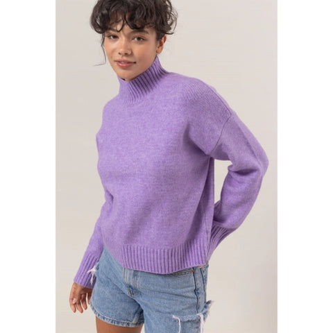 Addison High-Neck Sweater Lavender