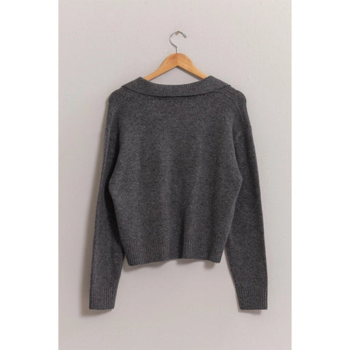 Cara Collared Sweater Charcoal