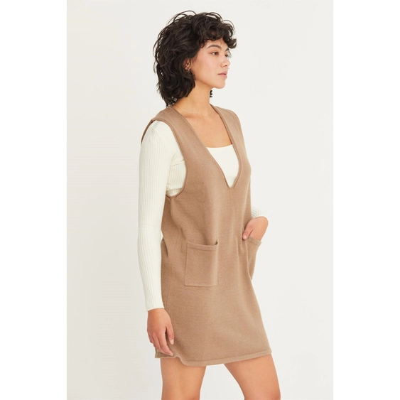 Penny Pinafore Mini Dress Mocha