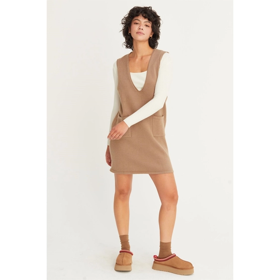 Penny Pinafore Mini Dress Mocha