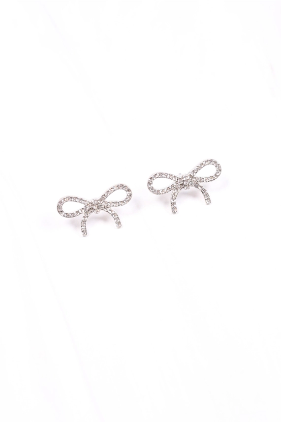 Laura May Cz Bow Earring Silver