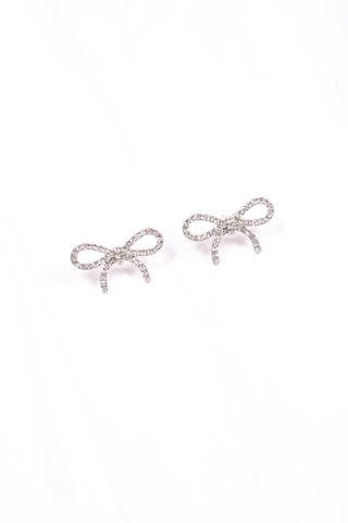Laura May Cz Bow Earring Silver