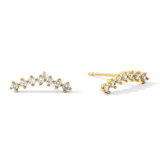 Glitz Crawler Stud Earrings Gold