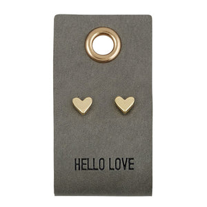 Leather Tag Earrings - Heart