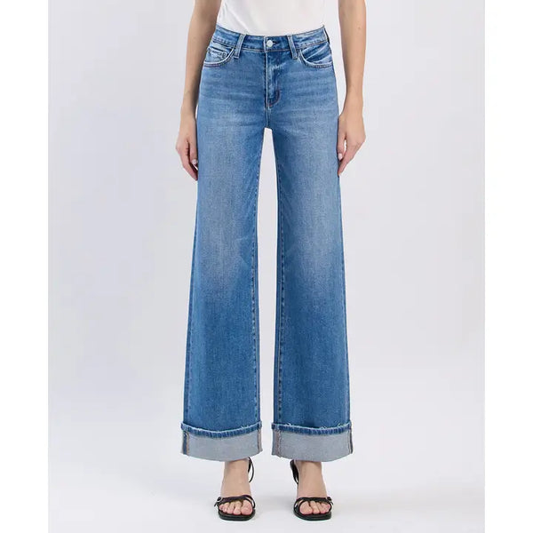 Flying Monkey High Rise Cuffed Wide Jeans