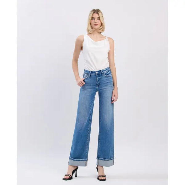 Flying Monkey High Rise Cuffed Wide Jeans