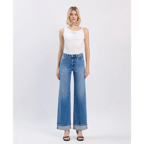 Flying Monkey High Rise Cuffed Wide Jeans