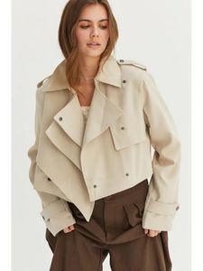 Cropped Double-Breasted Trench Ecru