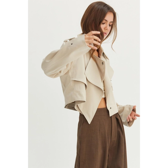 Cropped Double-Breasted Trench Ecru