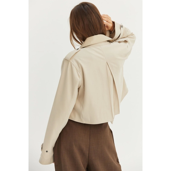 Cropped Double-Breasted Trench Ecru